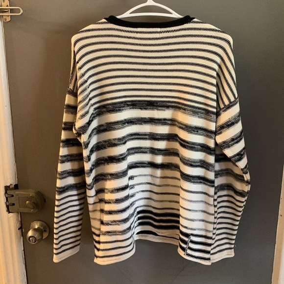 Cotton country Striped Black and White Sweater American flag cotton crewneck - Picture 4 of 5